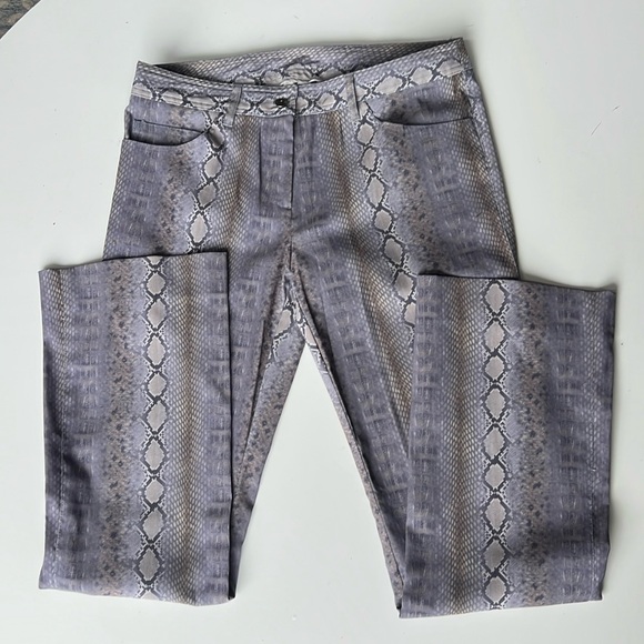 Laundry By Shelli Segal Pants - Laundry By Shelli Segal Y2K 90’s Snakeskin Pattern Gray Tan Pants Boot leg Sz 10